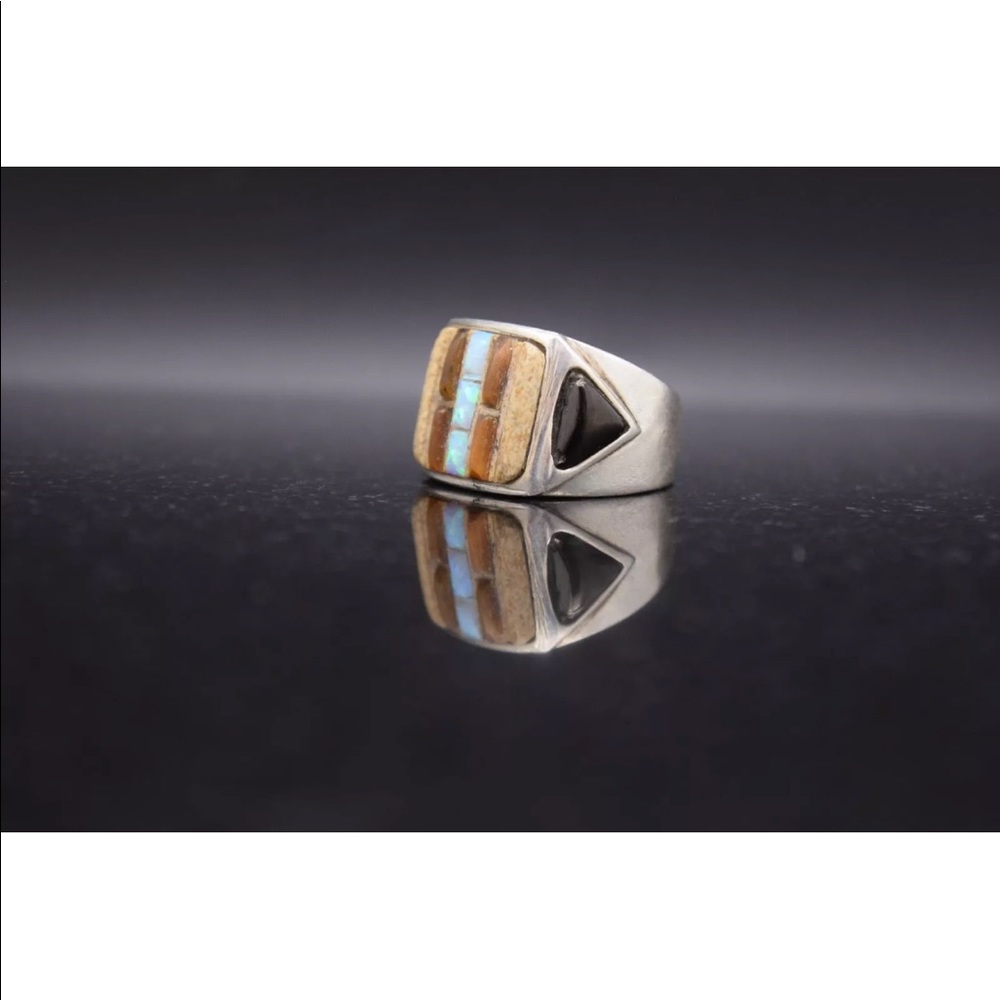 Native American Multi Gem Ring Sterling Silver - Picture 5 of 6